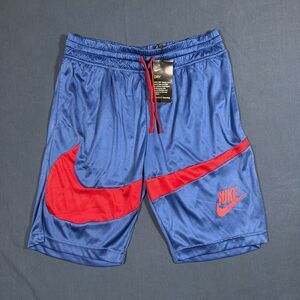 Nike Dri Fit HBR Iconic Swoosh Logo Basketball Shorts Blue Red Size Medium NWT